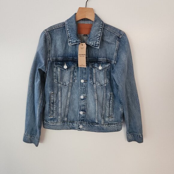 Lucky Brand Tomboy Trucker Denim Jacket Blue Womens Medium Retail $99 NWT - Picture 2 of 15
